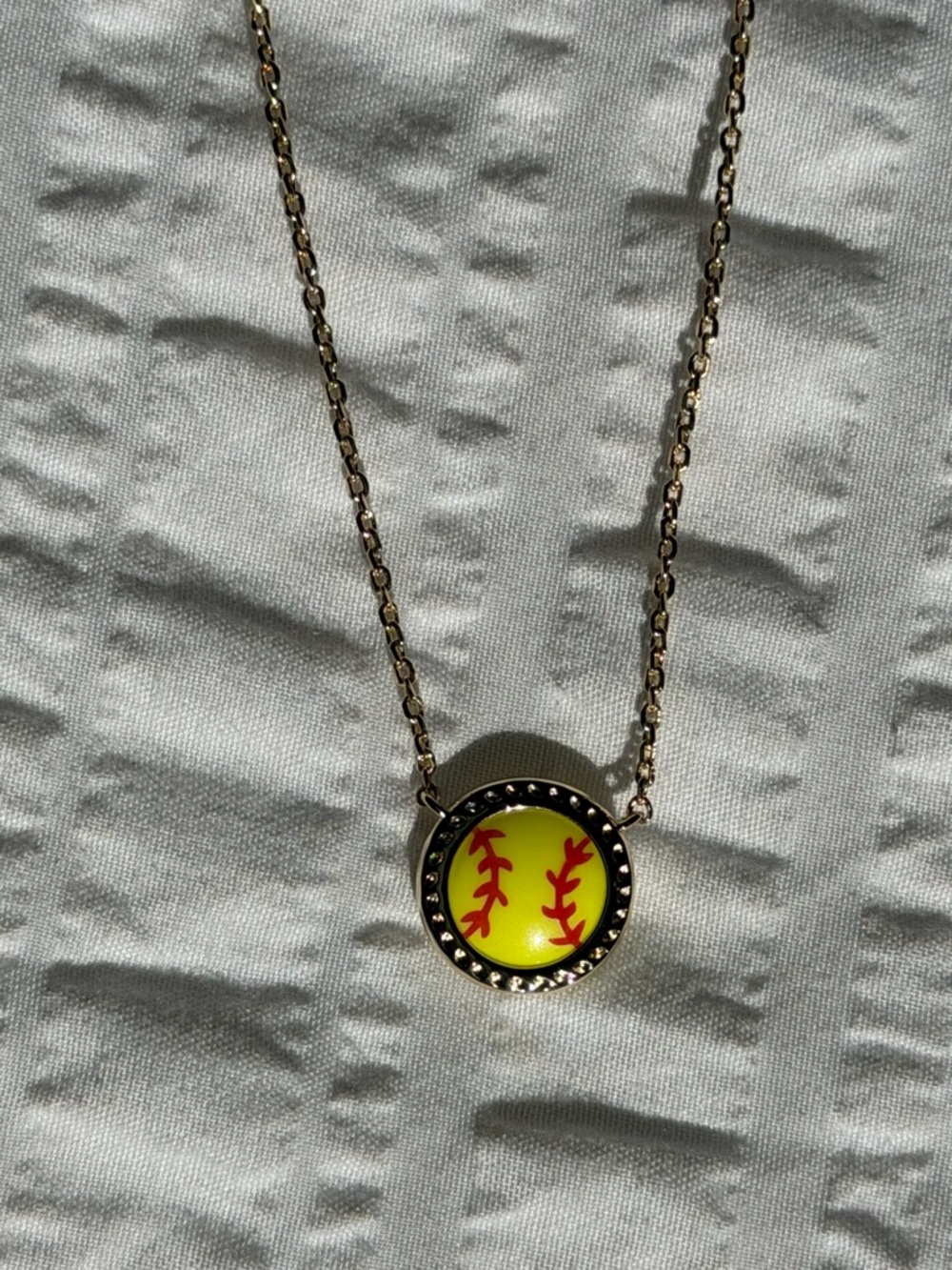 Kendra Scott Yellow & Red Softball Pendant Necklace